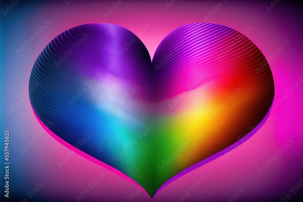 Poster a colorful heart shaped object with a black background and a blue border around it. generative ai