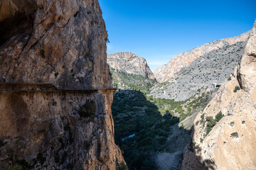 Fototapeta premium El Caminito del Rey or the King's Little Pathway a walkway bult along the Chorro Gorge