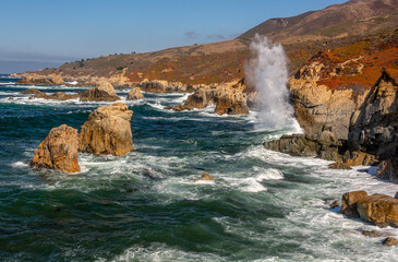 California Coast with Crashing Waves