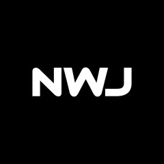 NWJ letter logo design with white background in illustrator, vector logo modern alphabet font overlap style. calligraphy designs for logo, Poster, Invitation, etc.
