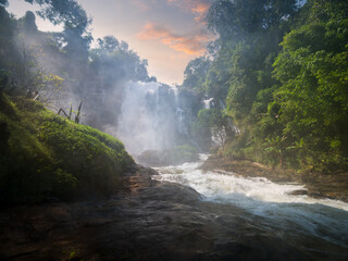 Sunset at Wachirathan Falls. Doi Inthanon National Park. Chom Thong district. Top travel destinations in Chiang Mai city. North Thailand