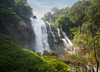 Wachirathan Falls. Doi Inthanon National Park. Chom Thong district. Top travel destinations in Chiang Mai city. North Thailand
