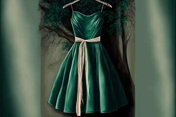 bridesmaid casual dress in green with a white/cream bow