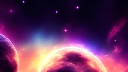 Fototapeta na wymiar Cosmos background with realistic stardust, nebula, moon, and shining stars.