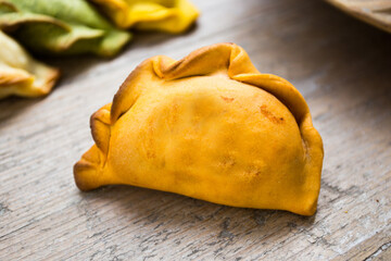 Argentine empanada filled with varieties of cheese such as mozzarella, gorgonzola and brie.