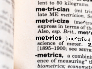 Closeup of the word metrics