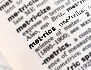Closeup of the word metrics