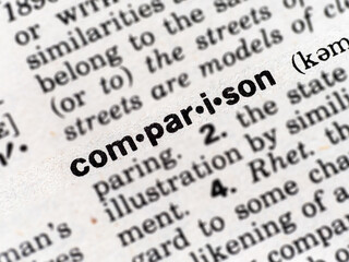 Closeup of the word comparison