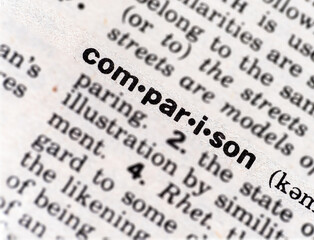 Closeup of the word comparison