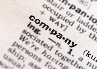 closeup of the word company