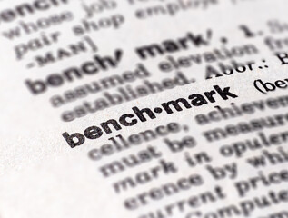 Fototapeta premium closeup of the word benchmark