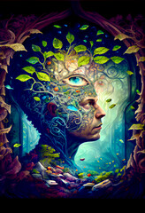 Generative AI abstract render of the love of nature