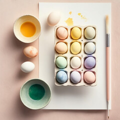 Easter eggs painted with a brush. Painting easter eggs concept. Generative AI.