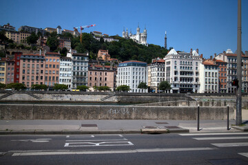 Fototapeta na wymiar View over old town and river Saone - Lyon - Auvergne-Rhône-Alpes - France