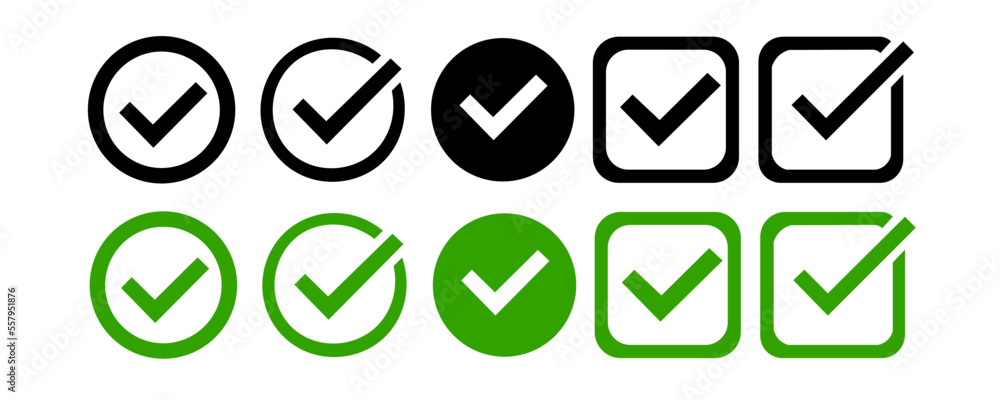 Poster check mark icon collection. green check mark icons set. check mark symbol eps10