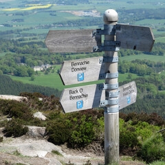 View from ascent to Oxen craig - Sign pole - Bennachie - Aberdeenshire - Scotland - UK