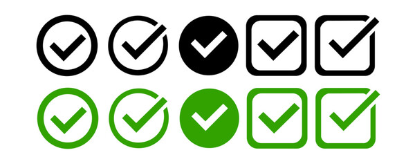 Check Mark Icon Collection. Green Check Mark Icons Set. Check mark symbol eps10