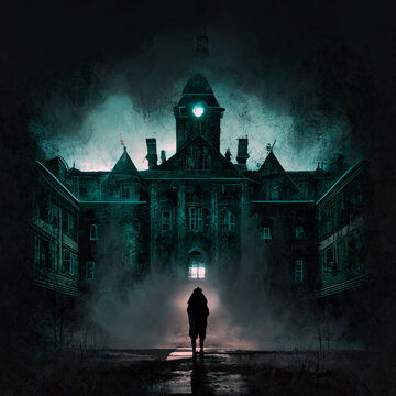 The old lunatic asylum has been abandoned for 30 years.  This evening, screams were heard from one of the wings.  A man goes to investigate and notices lights in the clock tower and the main entrance.