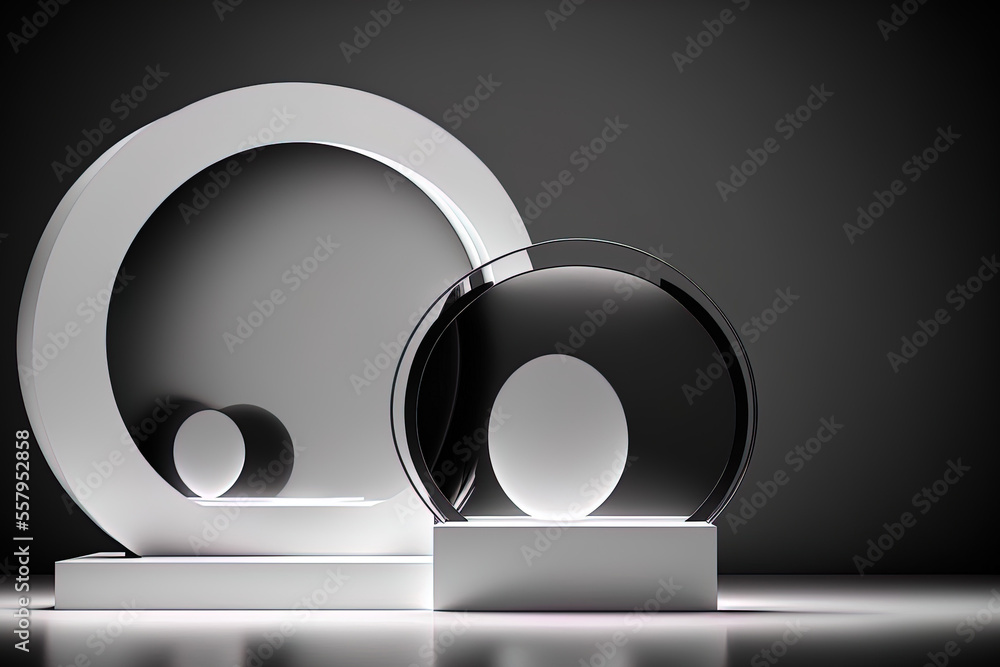 Poster blank goods display with light and reflection filled abstract background. generative ai