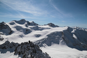 Obraz premium Alpen im Pitztal im Herbst mit Schnee bei Sonnenschein