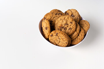 cookies on white bowl isolated on white background