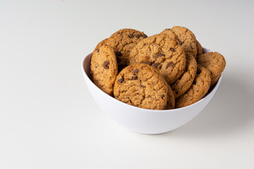 cookies on white bowl isolated on white background