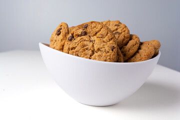 cookies on white bowl isolated on white background