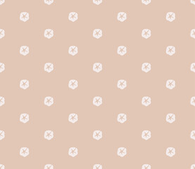 Simple floral seamless patterns. Flowers in beige color. Botanical collage in modern trendy style.