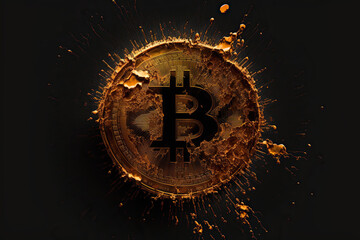 A bitcoin crash golden coin background wallpaper