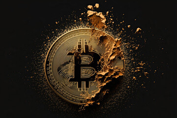 A bitcoin crash golden coin background wallpaper
