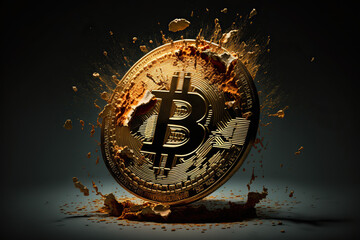 A bitcoin crash golden coin background wallpaper