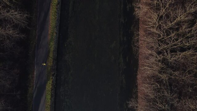 Aerial view of the Naviglio Grande, Castelletto Di Cuggiono, near Milan, Italy