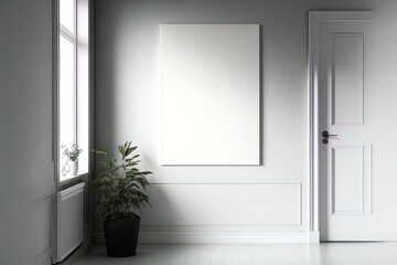 Blank poster in a house with tasteful interior décor. Generative AI