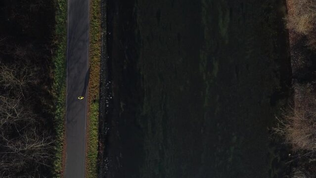 Aerial view of the Naviglio Grande, Castelletto Di Cuggiono, near Milan, Italy