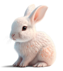 Cute bunny looking adorable, 3D illustration on isolated background	