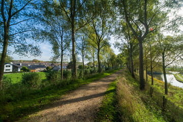 Fototapeta na wymiar Walking path on the old ramparts of Sluis, the Netherlands