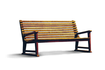 art isolated park wooden bench on a transparent background - obrazy, fototapety, plakaty