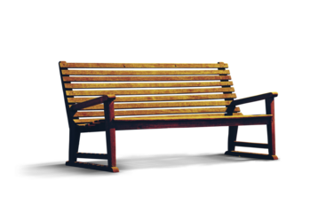 art isolated park wooden bench on a transparent background