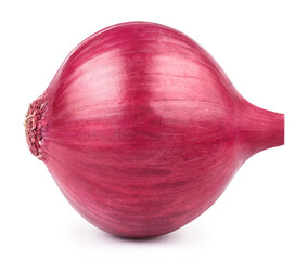 Single red onion bulb, isolated on white background