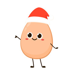 Egg character design. egg vector on white background. Santa hat vector.