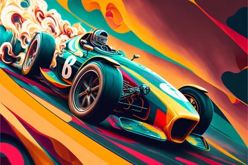 Abwaschbare Fototapete Autos Illustration of  radical sports with bold and artistic color splashes  – Create with generative AI technology