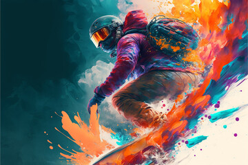 Illustration of  radical sports with bold and artistic color splashes  – Create with generative AI technology