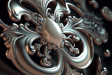 3D render abstract geometric background, pearl baroque creative shapes. Ai generated