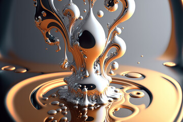 3D render abstract geometric background. Pearl baroque creative shapes. Ai generated