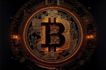 Bitcoin crypto currency cyber symbol. Generative AI