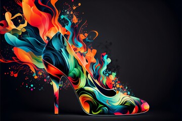 Abstract high heel women's shoes. Fashion background. Generative AI