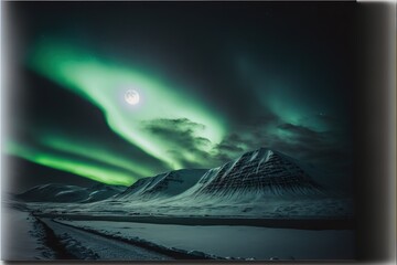 Northern lights, Aurora Borealis in mountains