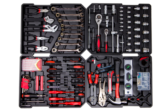 Set of various tools. Profassional tools line. 