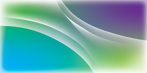 Abstract Blue Purple Green Gradient Background with Transparent White Waves Vector Illustration