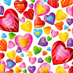 Valentine's day background with striped pattern hearts , design illustration.